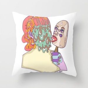 New Melting Popsicle Girl Funky Throw Pillow 16x16